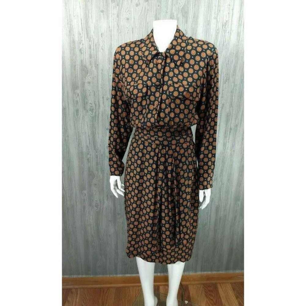 Vintage Faux Wrap Dress Geometric Se…